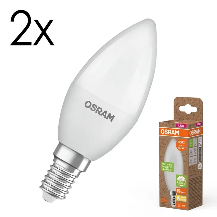 LED E14 2er Set 7,5 Watt 2700 Kelvin 806 Lumen