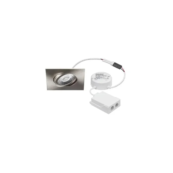 LED Einbaustrahler-Set ABACO, IP44, eckig, 8.3 x 8.3cm, 8W 3000K 1010lm 36�, schwenkbar, dimmbar (Phase), Nickel matt