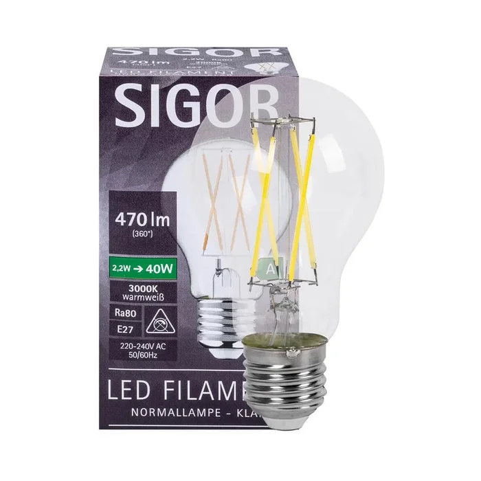 LED-Filament-Lampe AGL-Form 2,2W 470lm klar E27 3000K