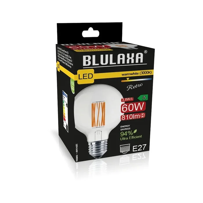 LED Filament Lampe G95 (60W) E27 3,8W 806 lm WW
