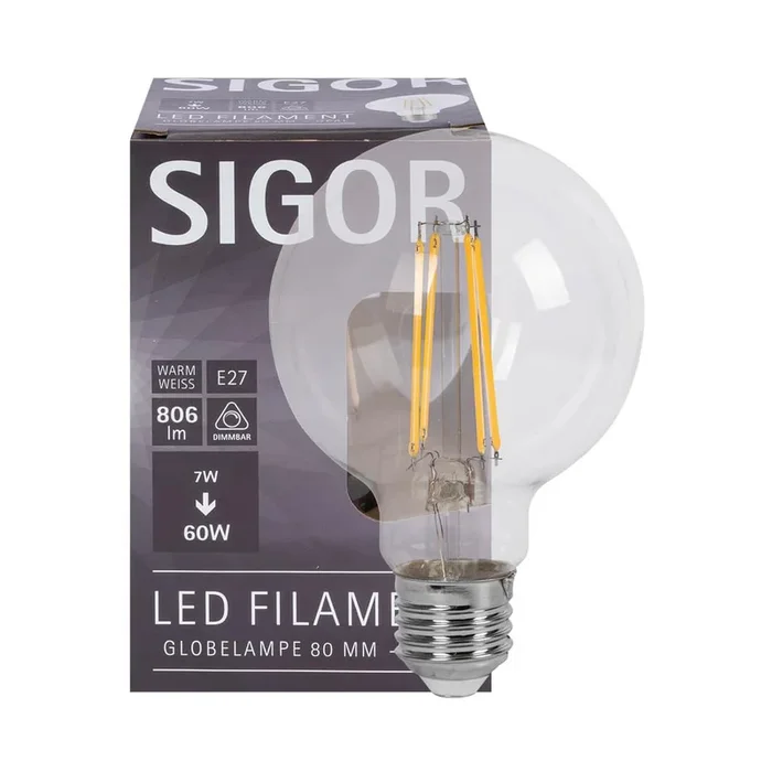 LED-Filament-Lampe Globe-Form 7W 806lm klar E27 2700K