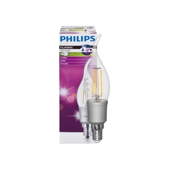 LED-Filament-Lampe MASTER Value Windstoß Kerzen-Form 3,4W klar 470lm E14 2700K bis 2200K