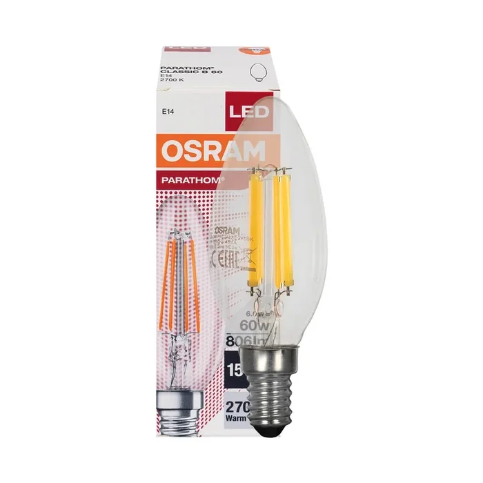 LED-Filament-Lampe PHARATHOM RETROFIT Kerzen-Form 5,5W klar 806lm E14, 2700K