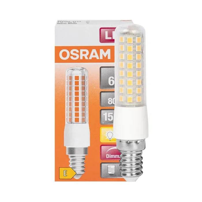 LED-Lampe, LED SPEZIAL T SLIM DIM, Röhren-Form, klar, E14/7,5W (60W), 806 lm, 2700K