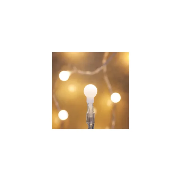 LED-Minilichterkette, warmweiße LEDs, weiße Kugeln 20 LED
