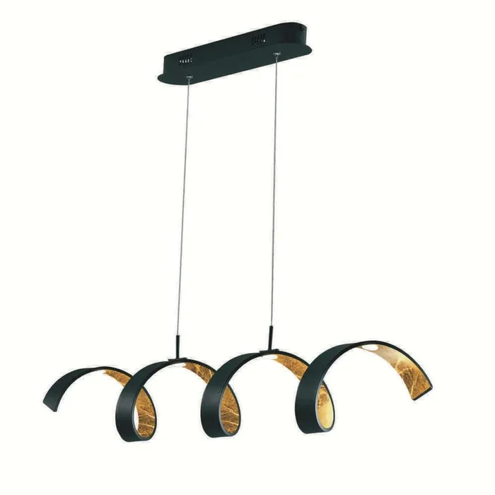 LED Pendelleuchte HELIX, 4-flammig, 4*5W, 1200lm, 3000K, IP20, schwarz/gold