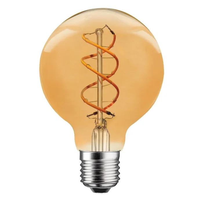 LED Spiral Filament Rustika Globe G95 5W E27 gold gelüstert extra warmweiß 1800K DIMMBAR