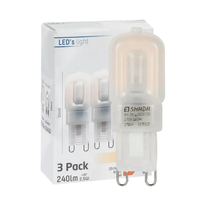 LED-Stiftsockellampe 3er-Set mattiert G9/2 5W (24W) 240 lm 2700K