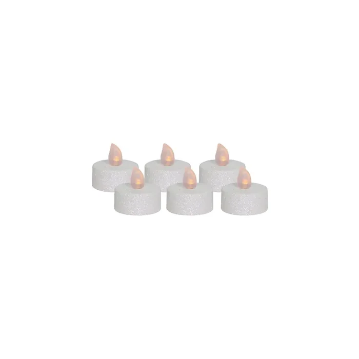 LED-Teelichter, 6er-Set, je 1 flackernde LED orange