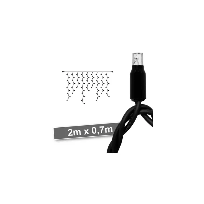 LED-Vorhang, 100 LEDs/7W,2700K, 2×0,7m schwarz
