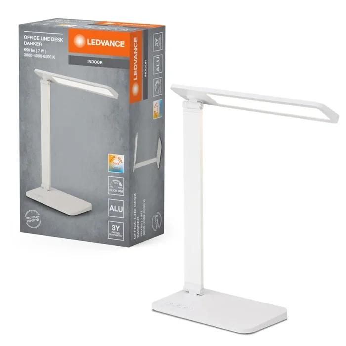 Ledvance LED Tischleuchte Lampe Office Line Desk Banker Weiß 7W 650lm Click CCT 3000K 4000K 6500K