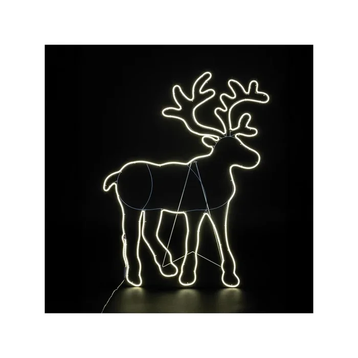 Lichtschlauchmotiv Rentier Metall weiß