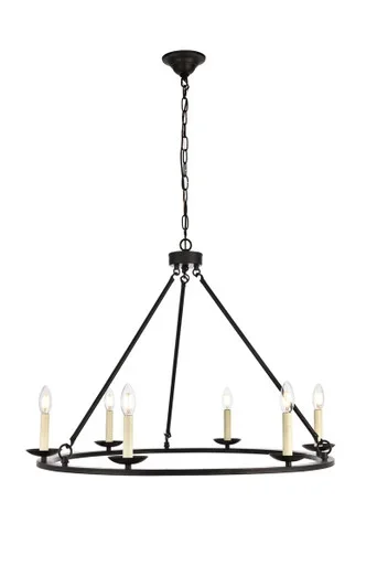 Maine Six Light Chandelier (LD6010D32BK)