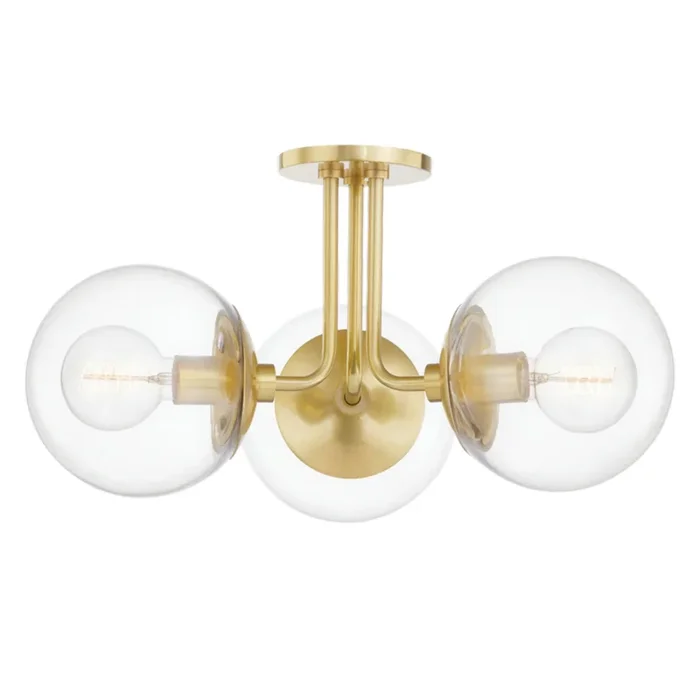 Meadow 3-Light Semi Flush in Aged Brass 8.25L x 20.25W x 10.5HH503603-AGB