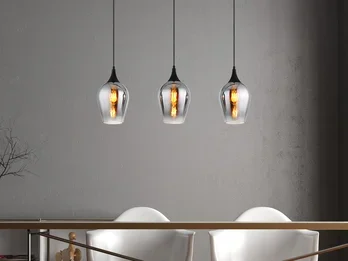meineWunschleuchte Ausgefallene LED Pendelleuchte mit drei Rauchglas Schirmen, Breite 83cm