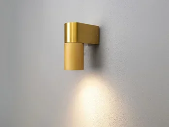 meineWunschleuchte Downlight LED Außenwandleuchte Aluminium Gold Höhe 14,5cm