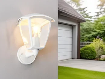 meineWunschleuchte LED Außenwandleuchte Laterne stehend Landhausstil Weiß, Höhe 24cm