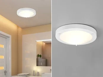 meineWunschleuchte LED Bad Deckenleuchten in Weiß mit Glas Opal Weiß Badlampen, Ø 31,5cm