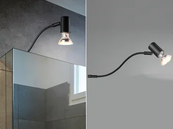 meineWunschleuchte LED Badezimmerlampe in Schwarz für Spiegelschrank mit schwenkbarem Spot