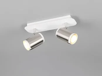 meineWunschleuchte LED Deckenstrahler 2-flammig Metall Weiß / Silber, Breite 30cm