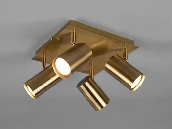 meineWunschleuchte LED Deckenstrahler Altmessing 4-flammig, Quadrat 24cm