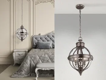 meineWunschleuchte LED Jugendstil Pendelleuchte aus massivem Stahl in Silber Antik, Ø 37cm