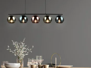 meineWunschleuchte LED Pendelleuchte mit bunt verspiegelten Glaskugeln, Breite 83cm