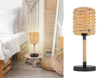 meineWunschleuchte LED Tischleuchte Seillampe mit Korbgeflecht Lampenschirm, Höhe 45cm