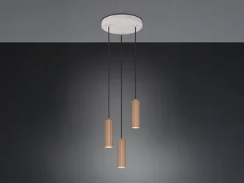 meineWunschleuchte Moderne LED Cluster Pendelleuchte 3-flammig Hellgrau Coffee Ø 28cm