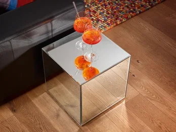 MIRRORS AND MORE Kleiner Beistelltisch LEANA Würfel mit Spiegelglas, Höhe 45cm