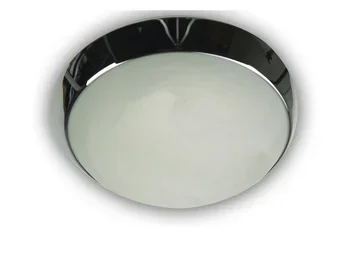 Niermann LED-Deckenleuchte rund, Glas Alabaster, Dekorring Chrom, Ø 25cm