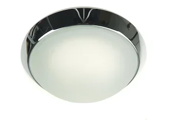 Niermann LED Deckenleuchte rund, Glas satiniert mit Klarrand, Dekorring Chrom, Ø 40cm