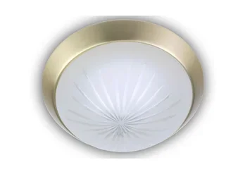 Niermann LED-Deckenleuchte rund, Schliffglas satiniert, Dekorring Messing matt, Ø 25cm