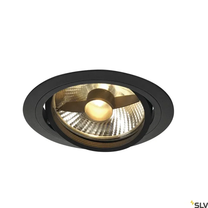 Nieuwe TRIA 150, ingebouwde lamp, beïnvloed, QPAR111, Round, Black Matt, Max. 75W, inclusief Leaf Springs