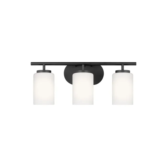 Oslo Three Light Wall / Bath LED Contemporary Fixture 20″ Width 8.5″ Height Steel Round Cased Opal Etched Shade in Midnight Black41162EN3-112