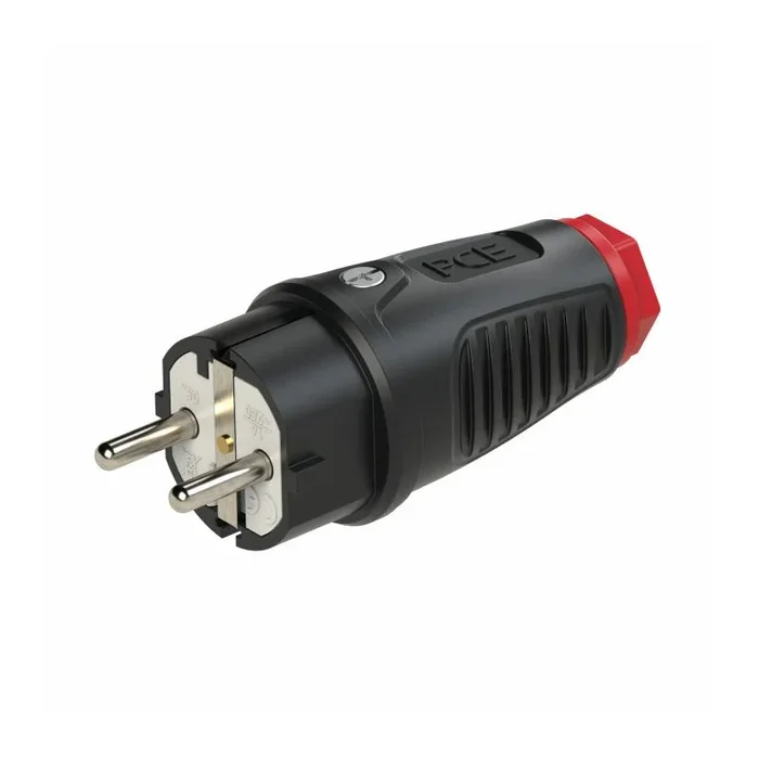 PCE Schuko Schutzkontaktstecker Gummistecker IP54 Stecker Taurus2 16A Schwarz Rot