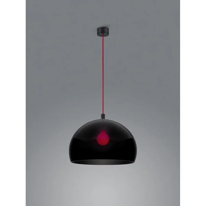 Pendelleuchte DORO, �40cm, IP20, E27, Baldachin schwarz, Aluminium / Acrylglas, Kabel rot, Schirm schwarz