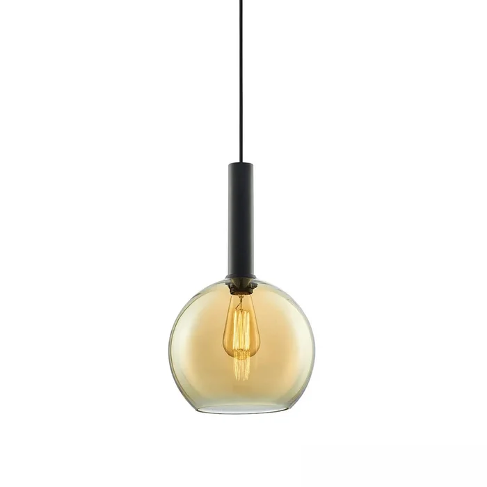 Pendelleuchte Glas, rund, E27, 25cm, 50-300cm, IP20, Amber