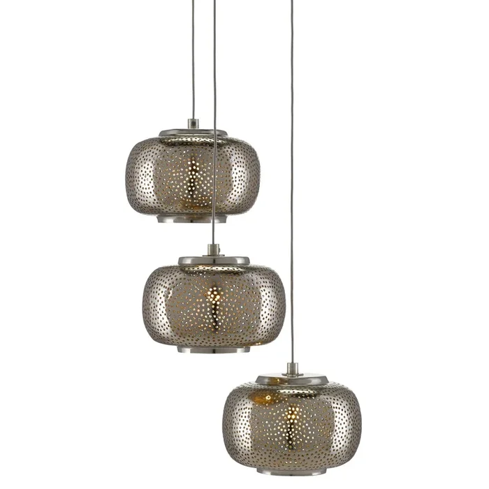 Pepper 3-Light Round Multi-Drop Pendant – Painted Silver/Nickel9000-0689