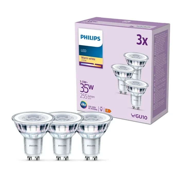 Philips Classic 3er Set LED GU10 3,5 Watt 2700 Kelvin 255 Lumen