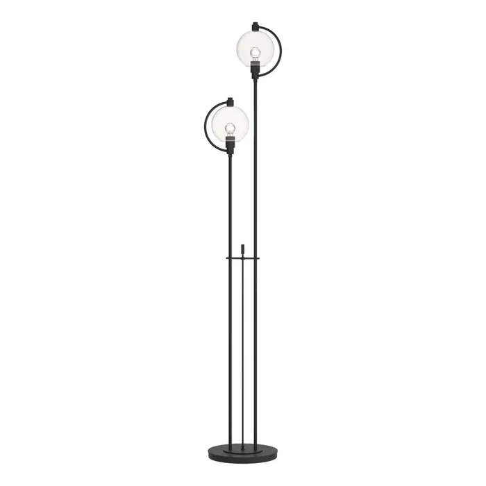 Pluto Floor Lamp 2-Light Clear Glass (ZM) in Black – Dimmer on Base242210-SKT-10-ZM0436