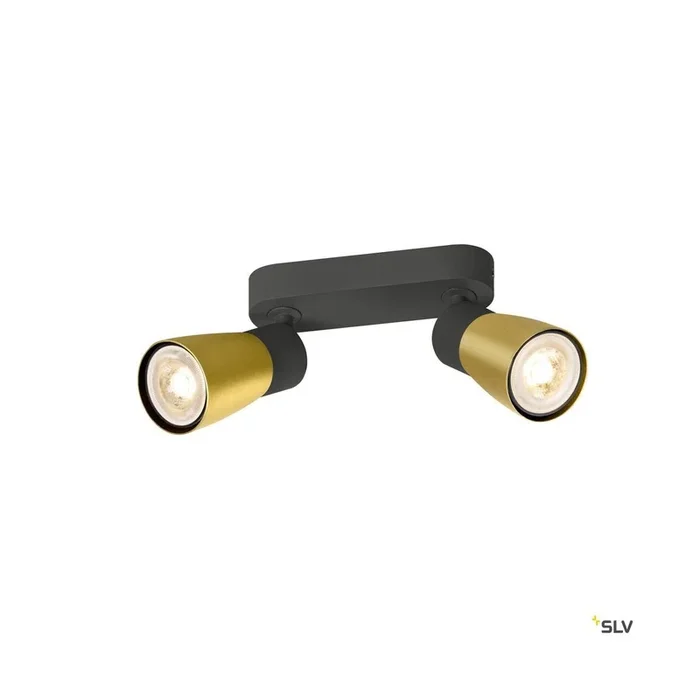 PURI 2.0 Dome, Wand- und Deckenaufbauleuchte, long, 2 x max. 6 W GU10, schwarz / gold