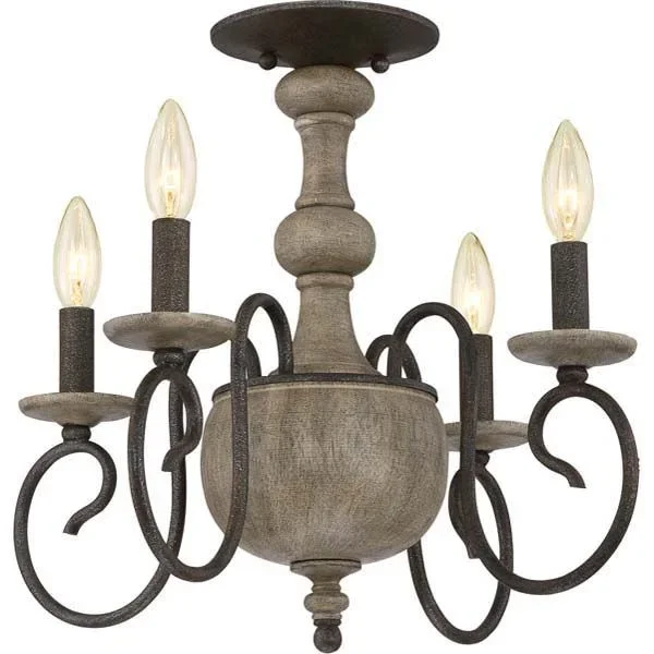 Quoizel CS1718RK Castile 4 Light Semi-Flush Mount in Rustic Black