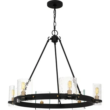 Quoizel Gloucester Six Light Chandelier in Matte Black – GLC5028MBK