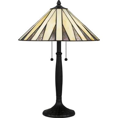 Quoizel Tiffany Two Light Table Lamp in Matte Black – TF5617MBK