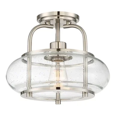 Quoizel Trilogy One Light Semi Flush Mount in Brushed Nickel – TRG1712BN