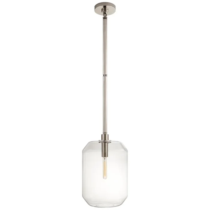 Ralph Lauren Barrett Medium Knurled Pendant in Polished Nickel with Clear Glass Ceiling Light W13″RL 5220PN-CG