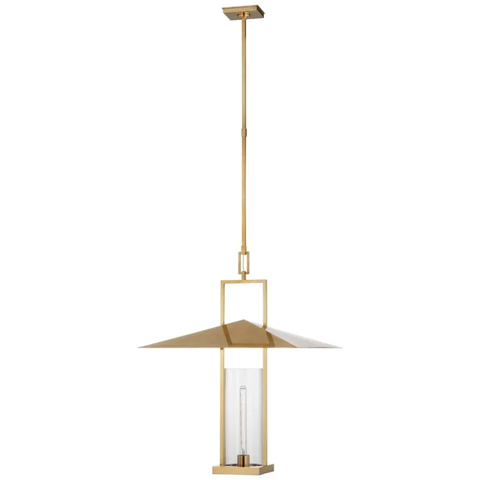 Ray Booth Amity 23″ Lantern in Antique-Burnished Brass with Clear Glass Ceiling Light W23″RB 5053AB-CG