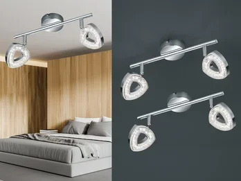 Reality Leuchten 2er SET LED Deckenstrahler 2-flammig Silber Chrom, Breite 30cm