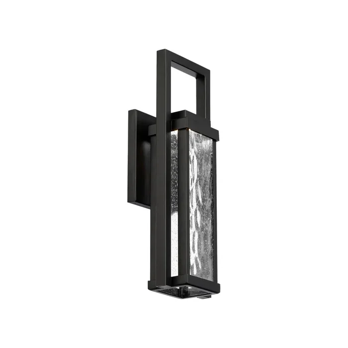 Revere 15in LED Indoor or Outdoor Wall Lantern 3000K with Seeded Hammered Glass in BlackWS-W22115-BK